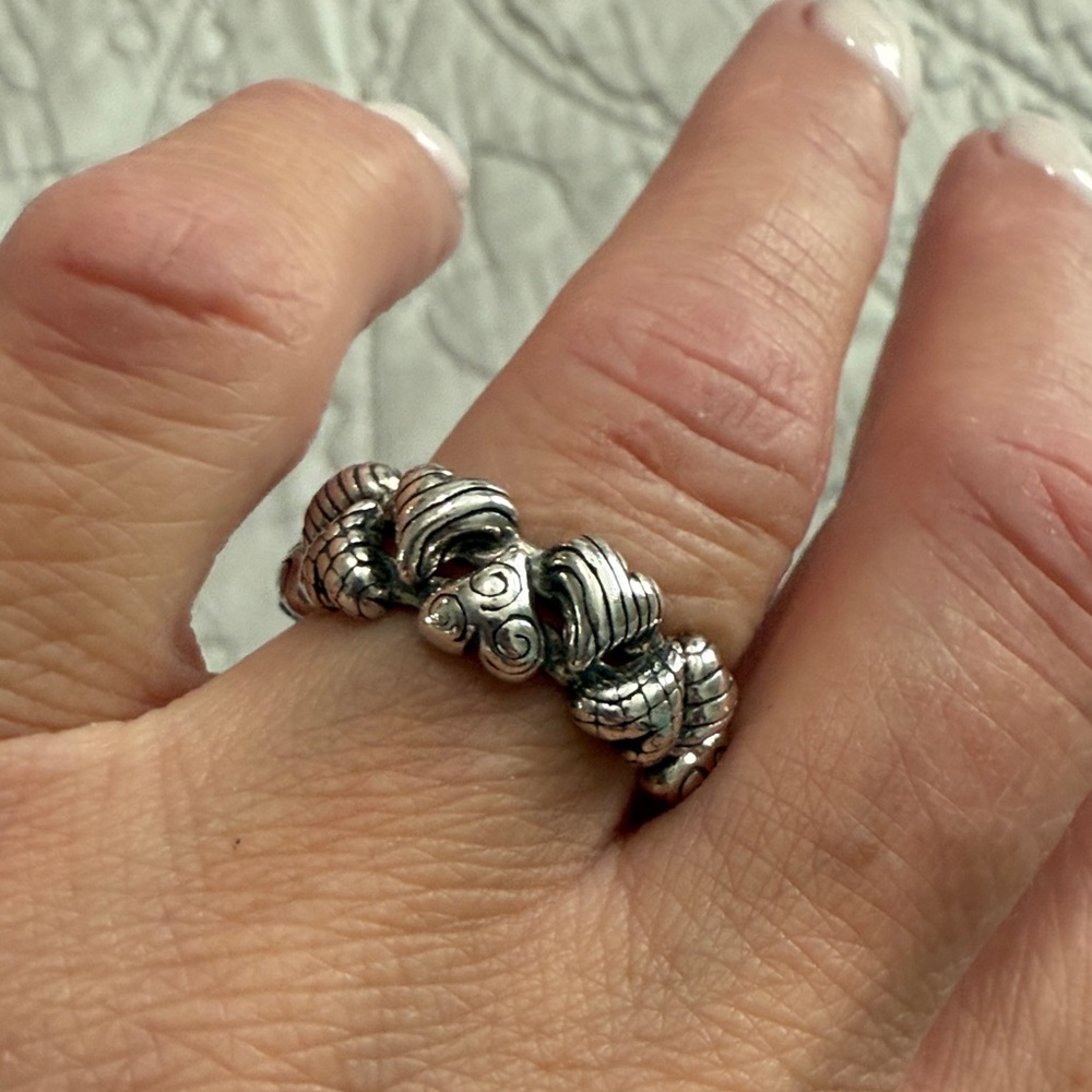 Retired Brighton Silver Puffy Heart Textured Ring - 925 Sterling Silver